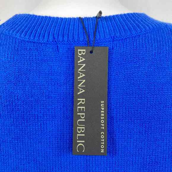 NWT‎ Banana Republic Sweater Womens Sz L Blue Cotton Knit Pullover Long Sleeve - Picture 5 of 10